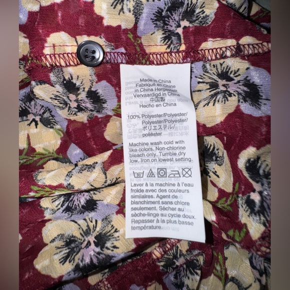 Madewell Drawstring Ruffle-Hem Top in Viola Floral. Size XS EUC - Picture 12 of 15